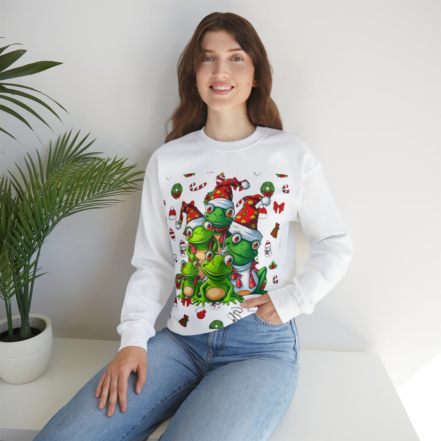 Santa Frogs Ugly Christmas Sweater Unisex Heavy Blend™ Crewneck Sweatshirt