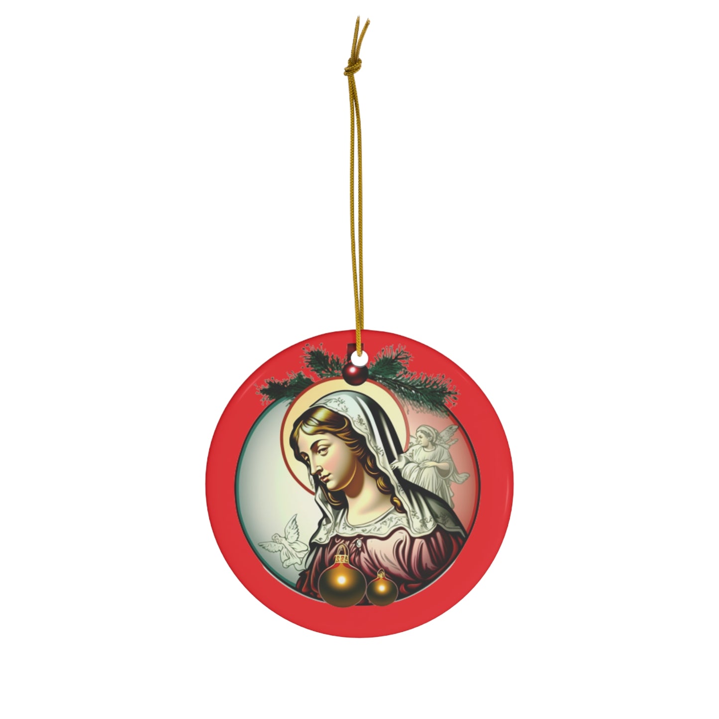 Christmas Mary Virgin Ceramic Ornament, 4 Shapes