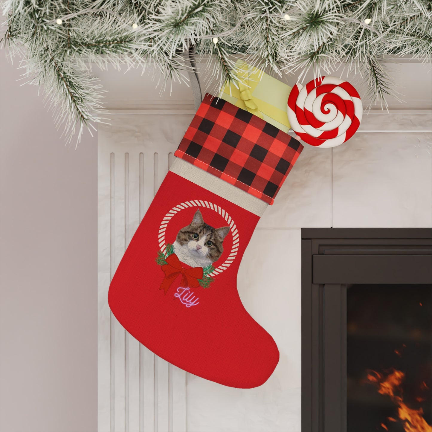 Custom Pet Cat Christmas Stocking Home Decor Accessories Animal Lover Gifts