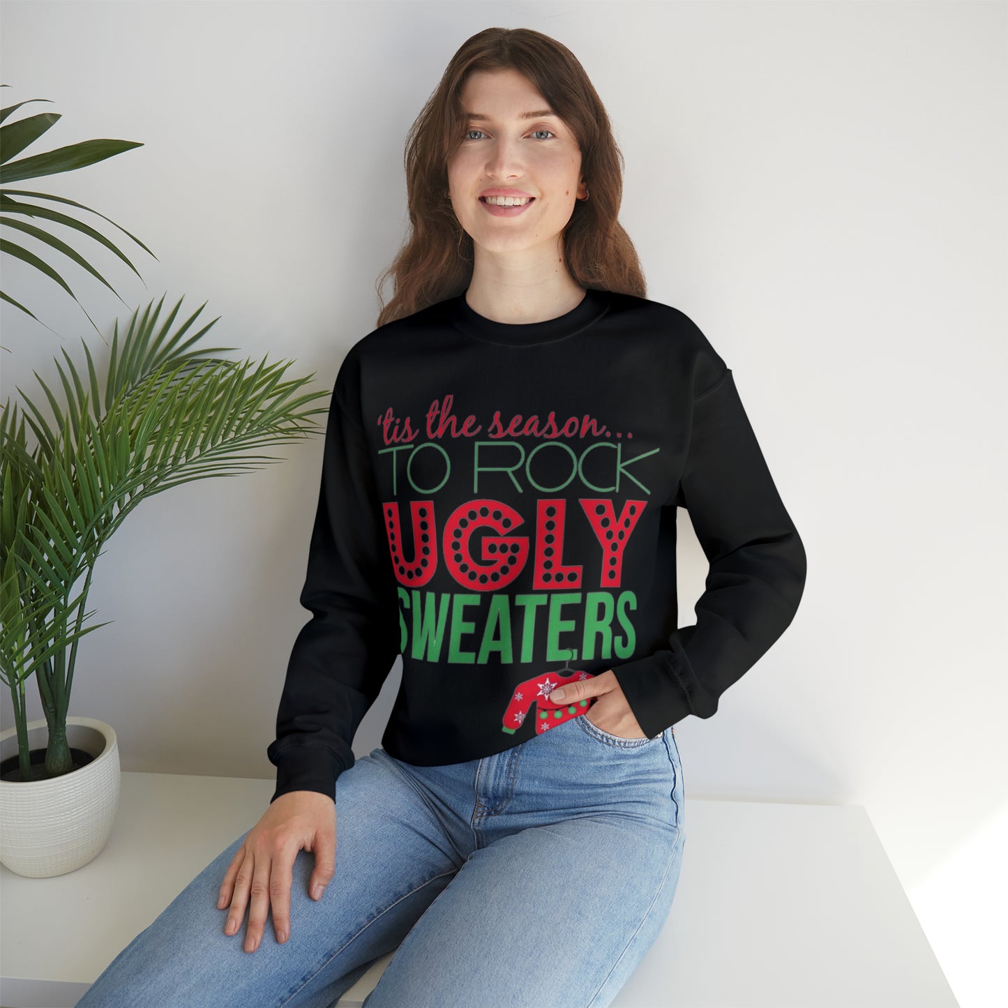 Tis the Season to Rock Ugly Sweater Unisex Heavy Blend™ Crewneck Sweatshirt