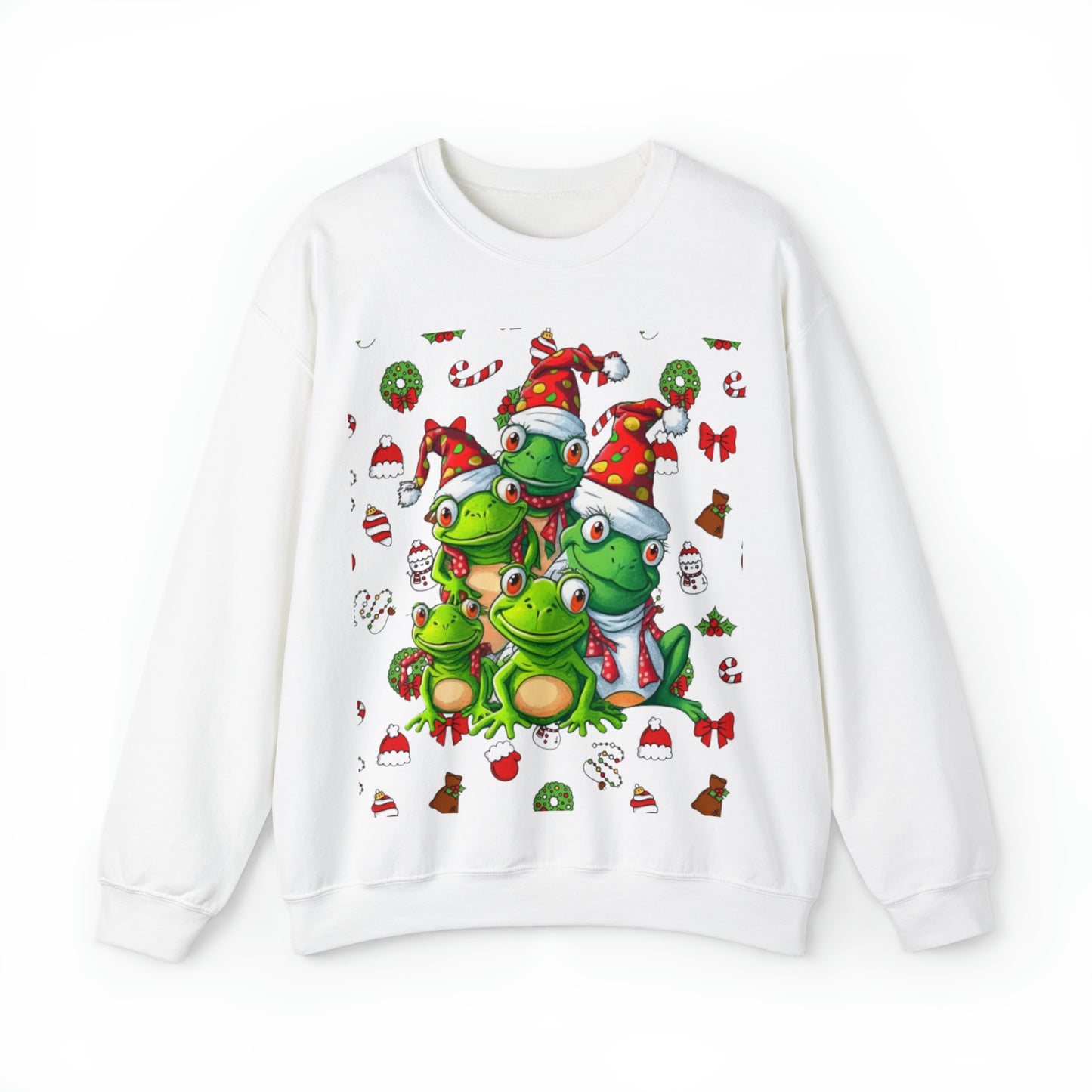Santa Frogs Ugly Christmas Sweater Unisex Heavy Blend™ Crewneck Sweatshirt