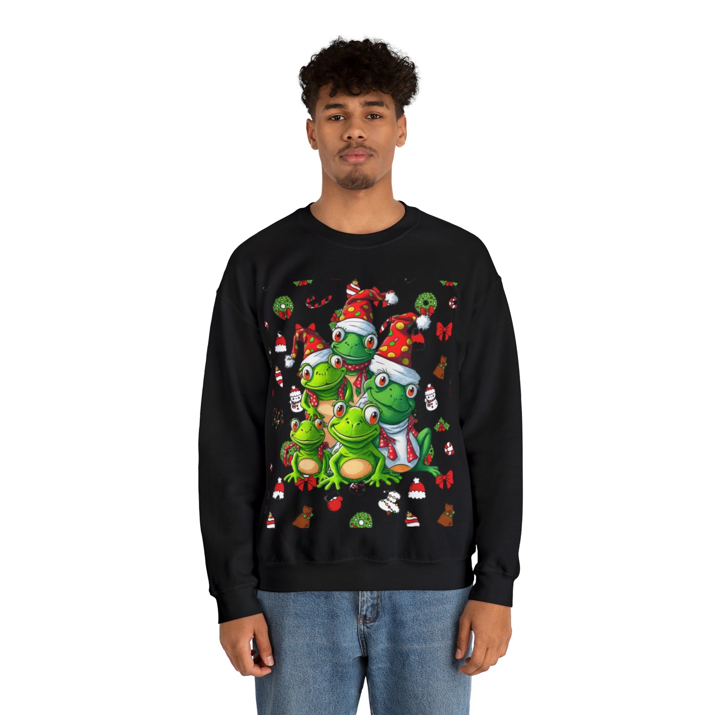 Santa Frogs Ugly Christmas Sweater Unisex Heavy Blend™ Crewneck Sweatshirt