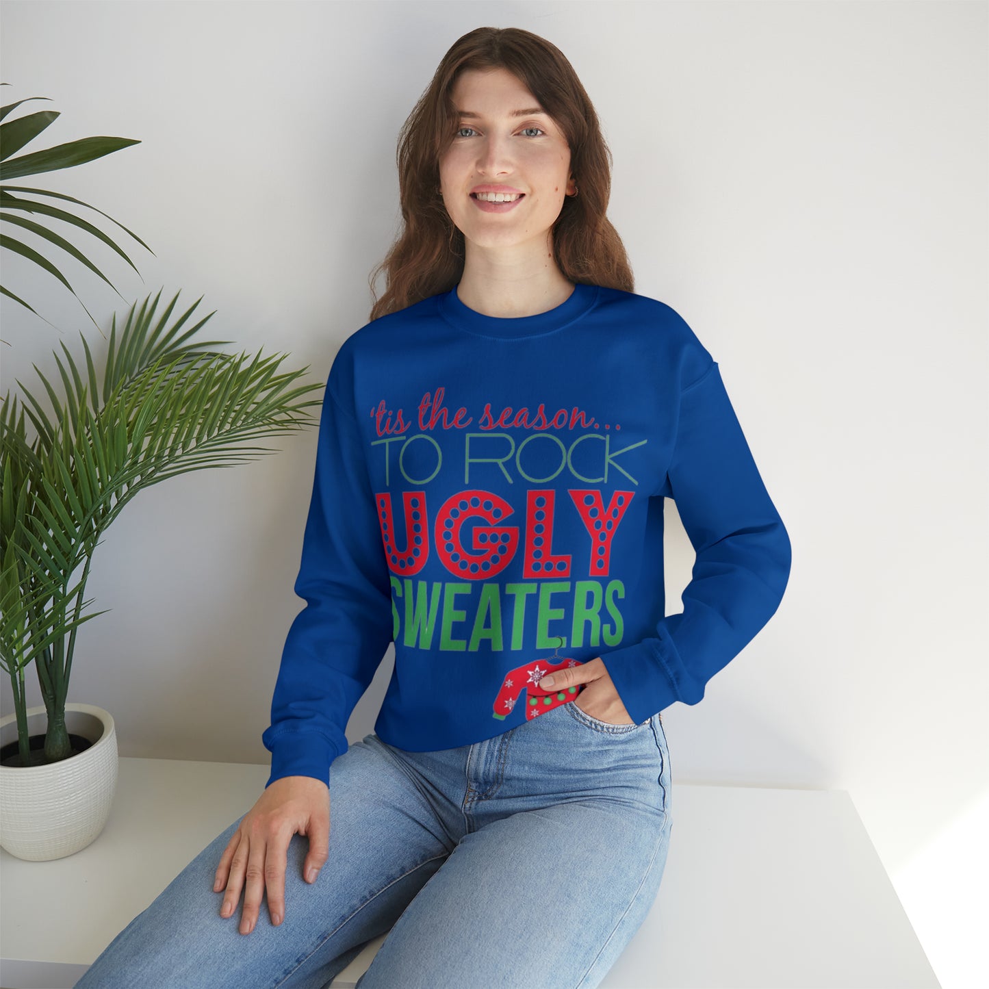 Tis the Season to Rock Ugly Sweater Unisex Heavy Blend™ Crewneck Sweatshirt