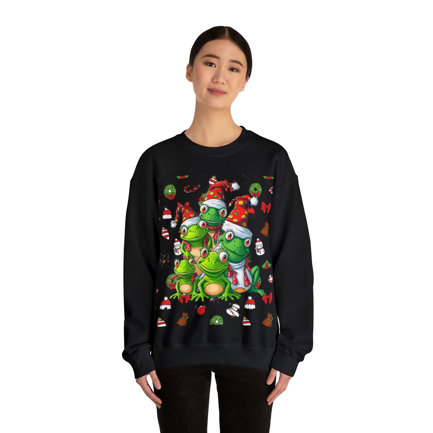 Santa Frogs Ugly Christmas Sweater Unisex Heavy Blend™ Crewneck Sweatshirt