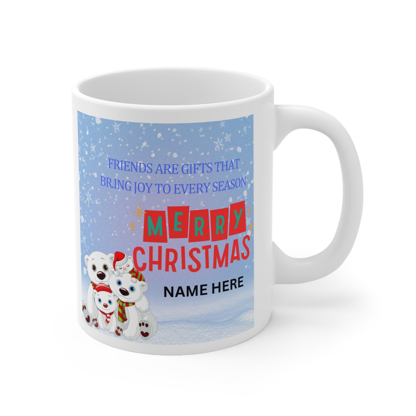 Custom Name Christmas Season White Ceramic Coffee Mug 11oz