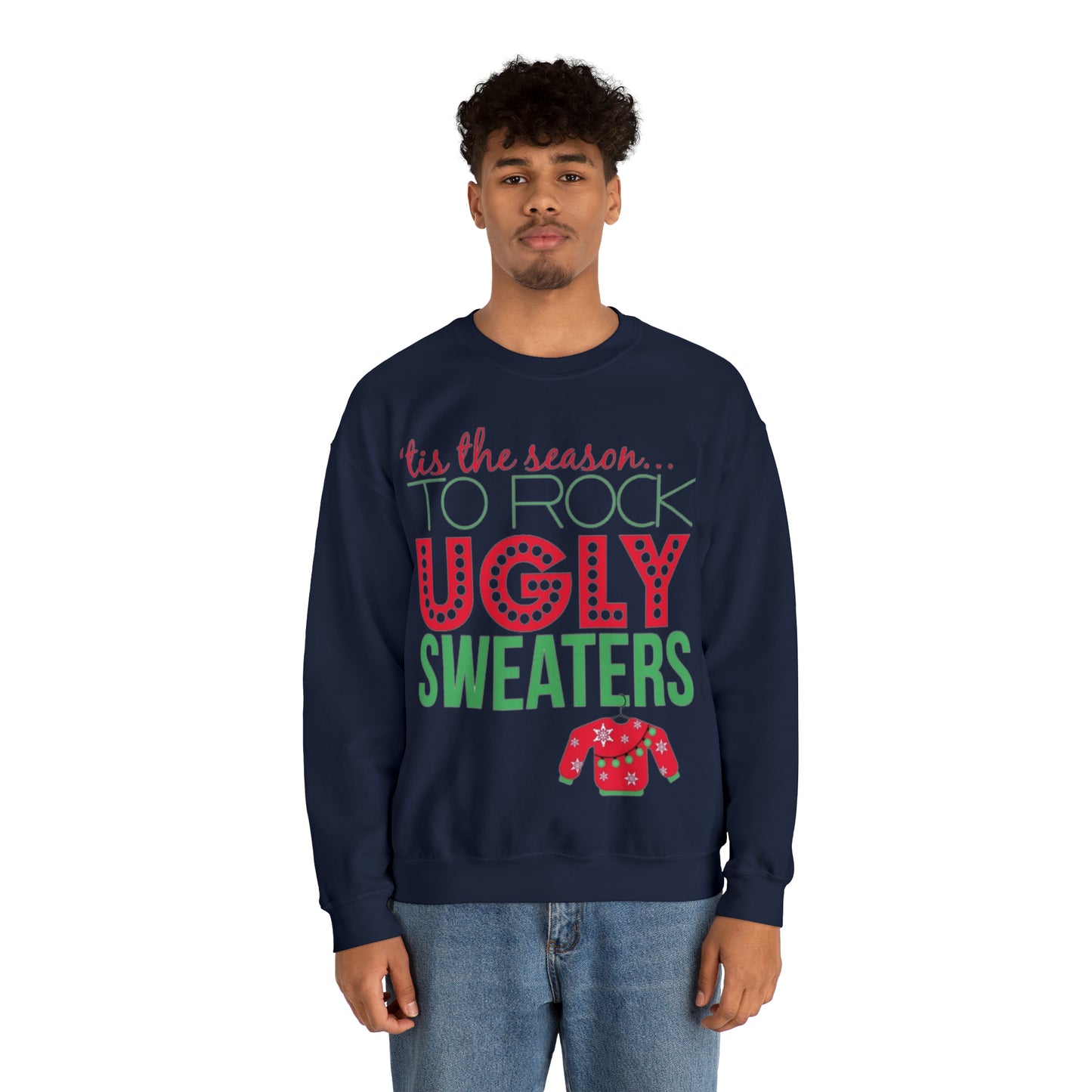 Tis the Season to Rock Ugly Sweater Unisex Heavy Blend™ Crewneck Sweatshirt
