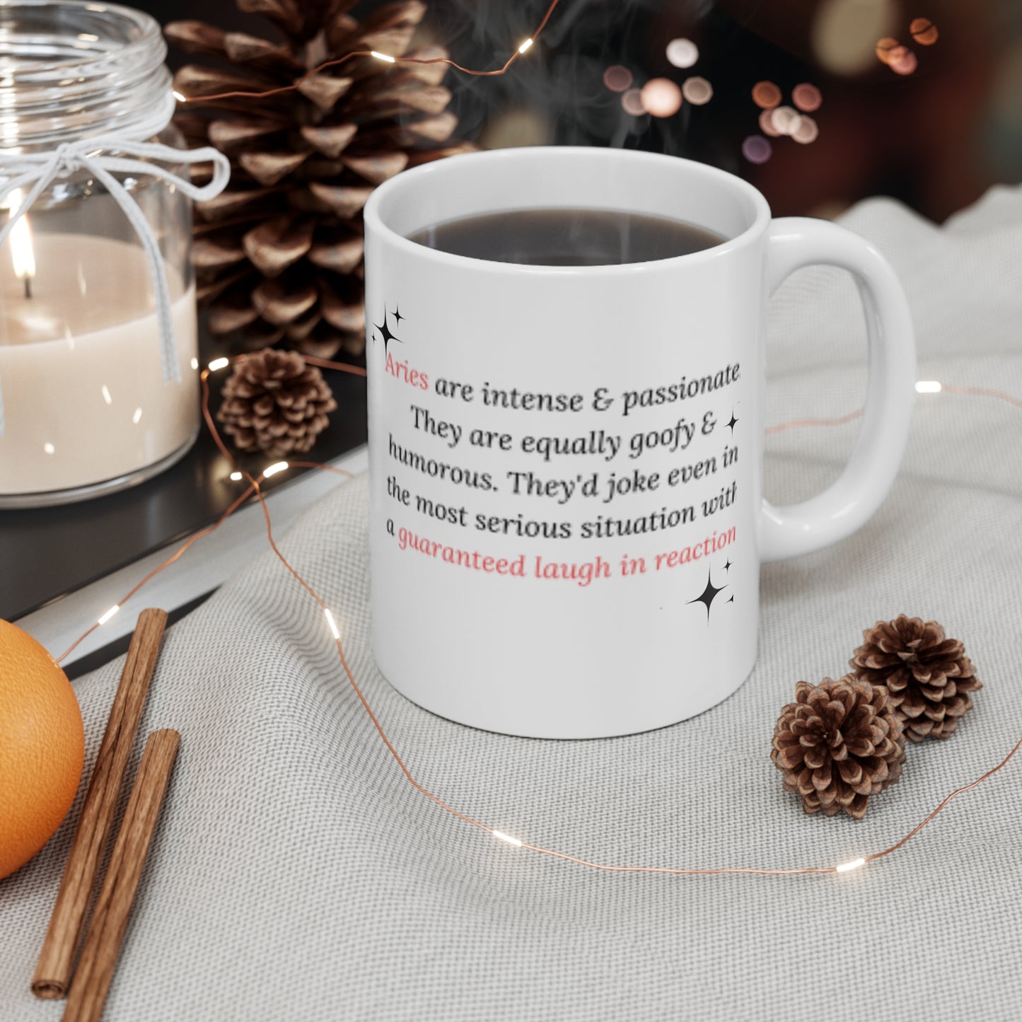 Kpop Girlband LaLisa Aries Zodiac Sign White Ceramic Coffee Mug 11oz, Kpop and Blinks fan Gift