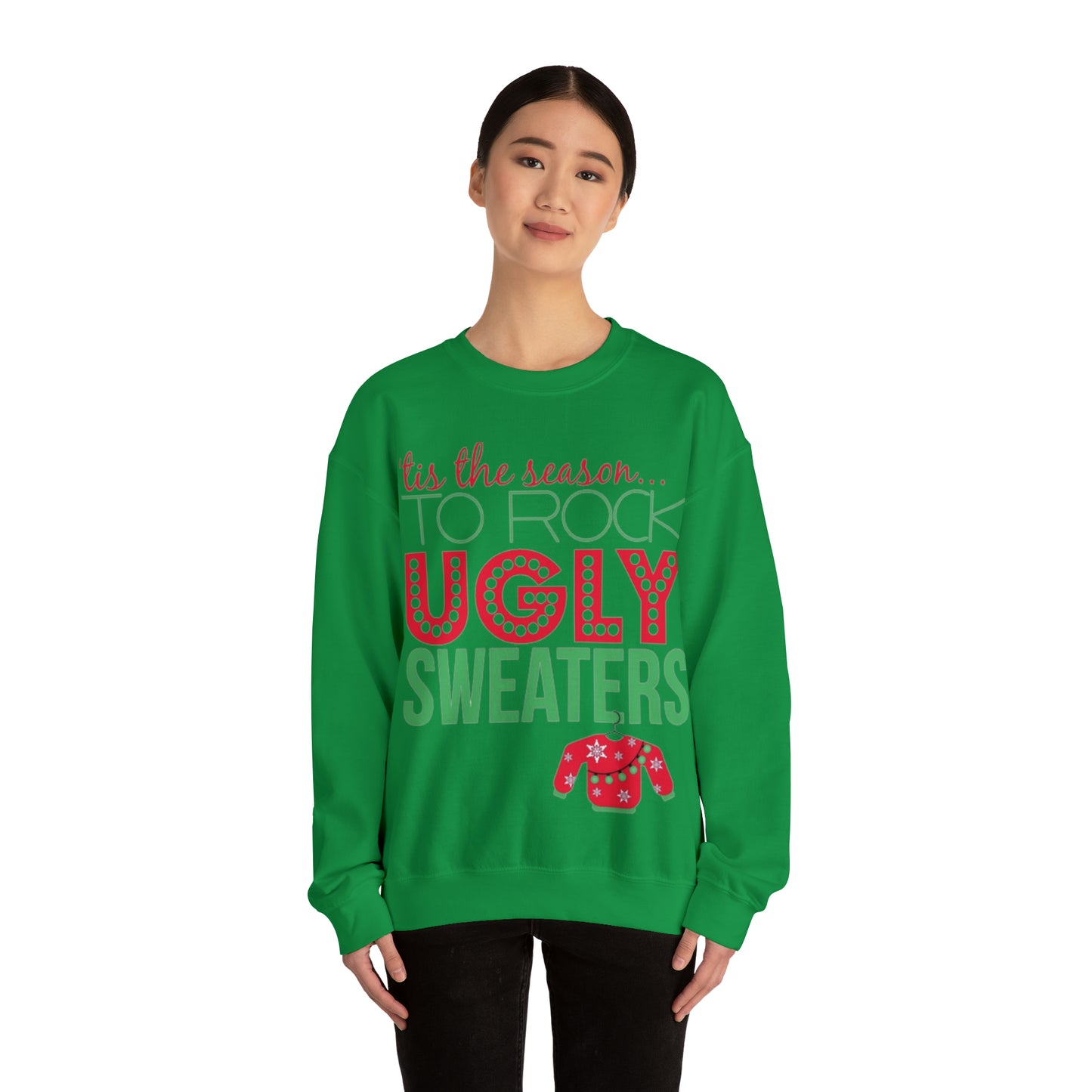 Tis the Season to Rock Ugly Sweater Unisex Heavy Blend™ Crewneck Sweatshirt