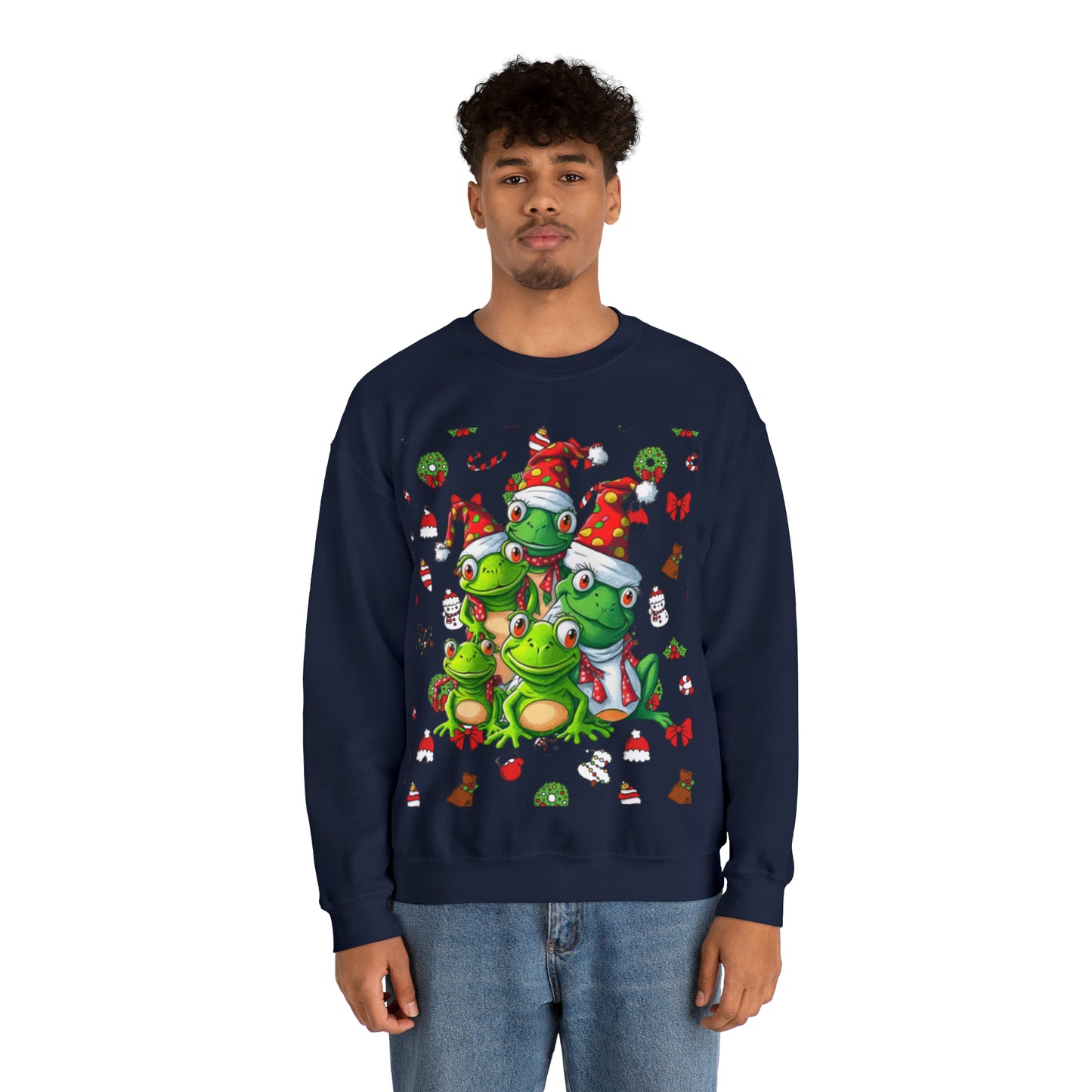 Santa Frogs Ugly Christmas Sweater Unisex Heavy Blend™ Crewneck Sweatshirt