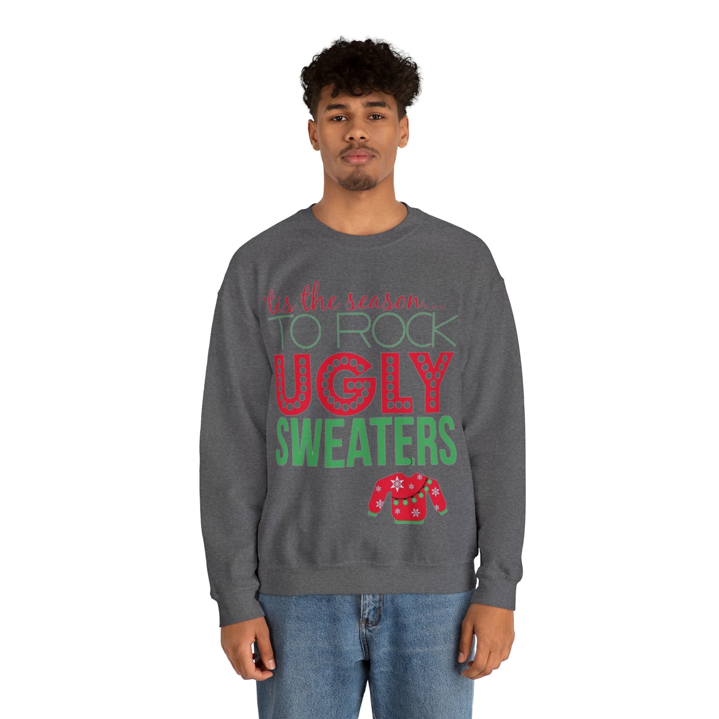 Tis the Season to Rock Ugly Sweater Unisex Heavy Blend™ Crewneck Sweatshirt