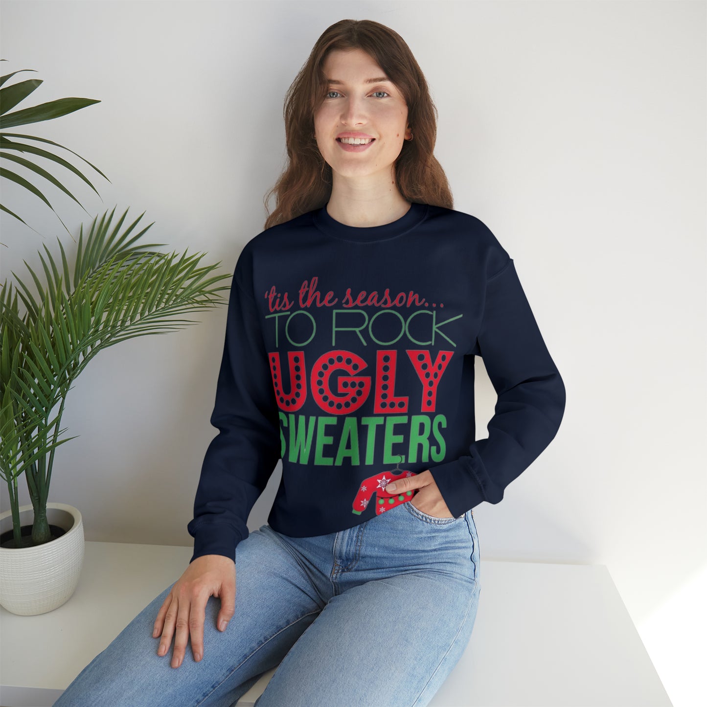 Tis the Season to Rock Ugly Sweater Unisex Heavy Blend™ Crewneck Sweatshirt