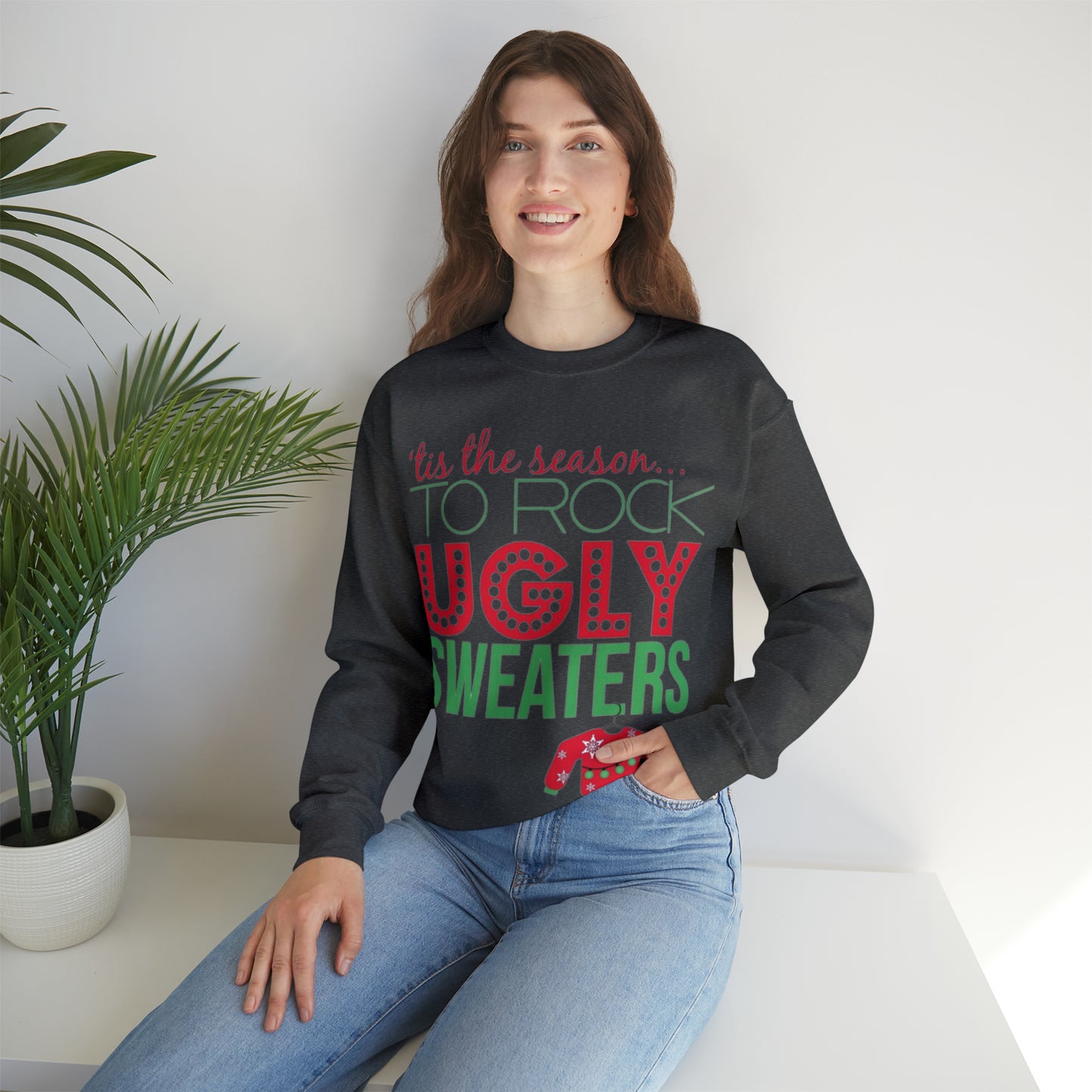 Tis the Season to Rock Ugly Sweater Unisex Heavy Blend™ Crewneck Sweatshirt