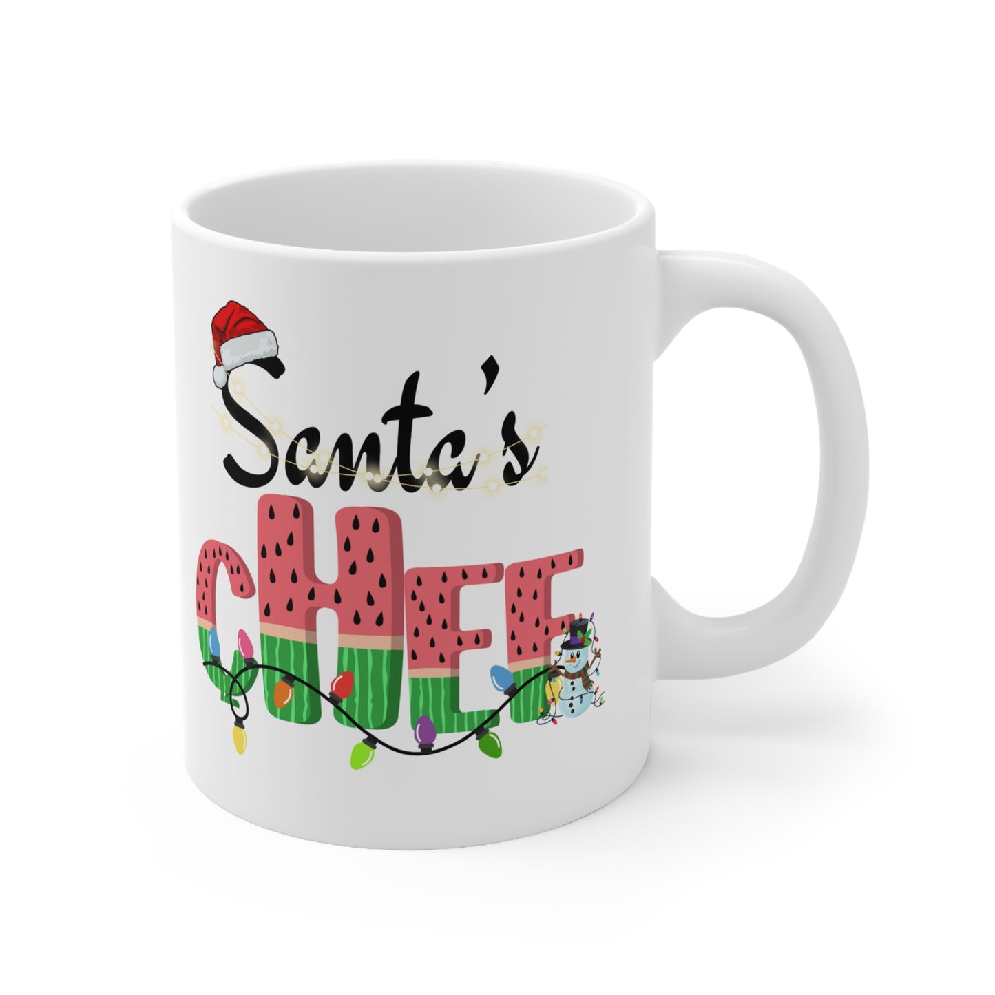 Santa's Chef White Ceramic Coffee Mug 11oz