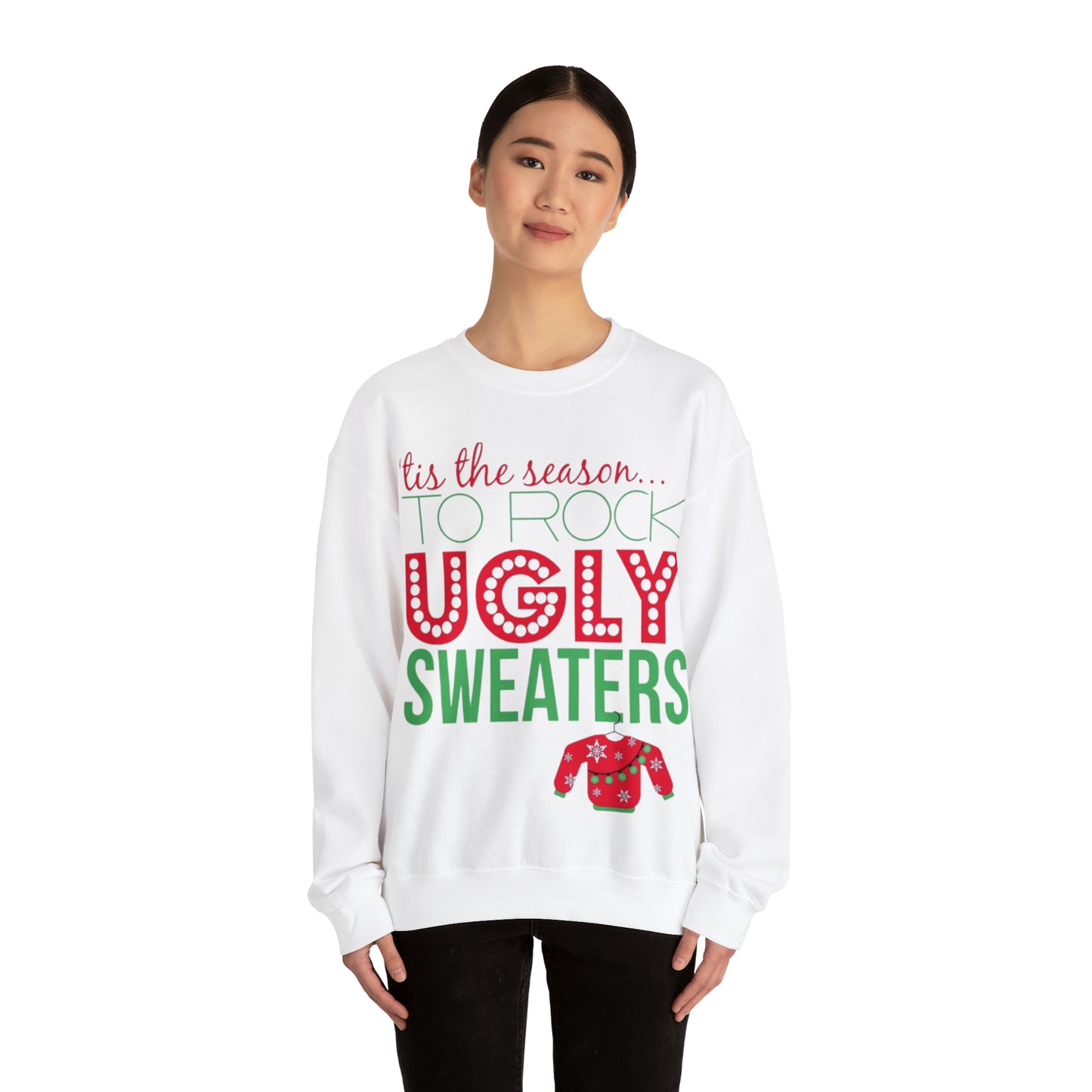 Tis the Season to Rock Ugly Sweater Unisex Heavy Blend™ Crewneck Sweatshirt
