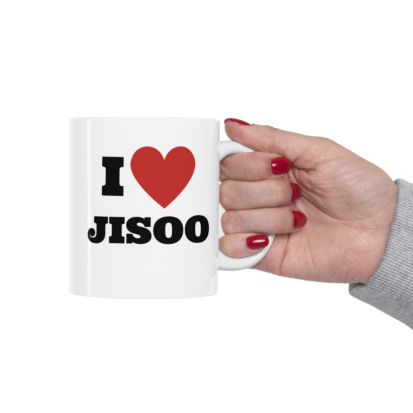 I Love Jisoo Blinks White Ceramic Coffee Mug 11oz Kpop Custom Fan Merch Personalized Gift