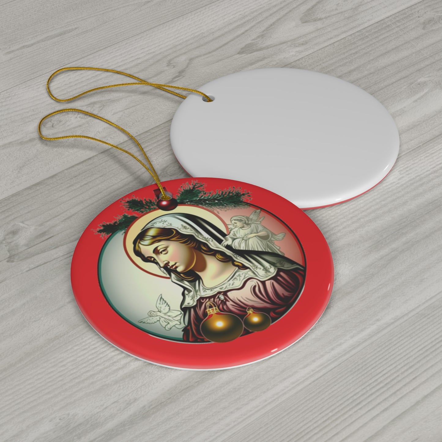 Christmas Mary Virgin Ceramic Ornament, 4 Shapes