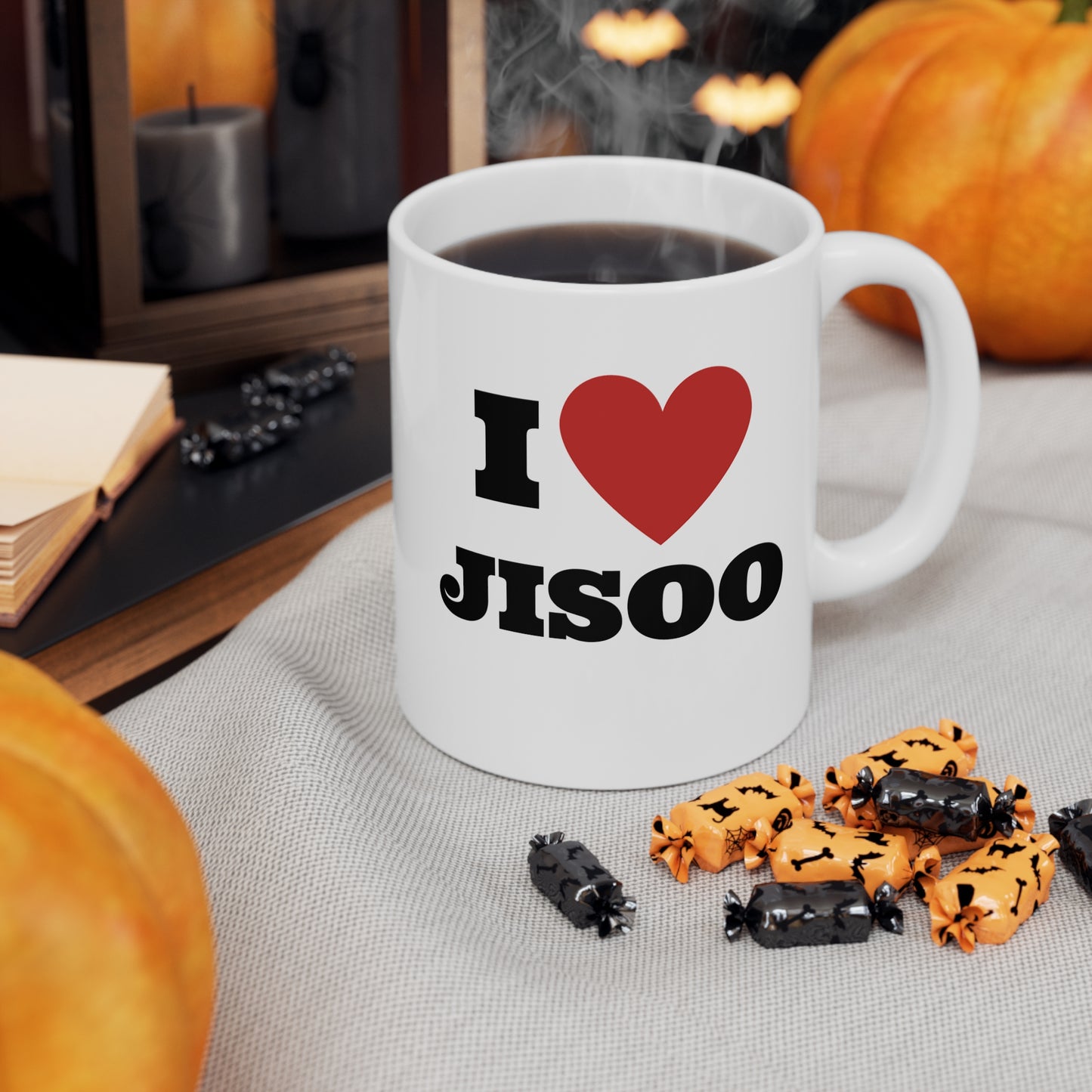 I Love Jisoo Blinks White Ceramic Coffee Mug 11oz Kpop Custom Fan Merch Personalized Gift