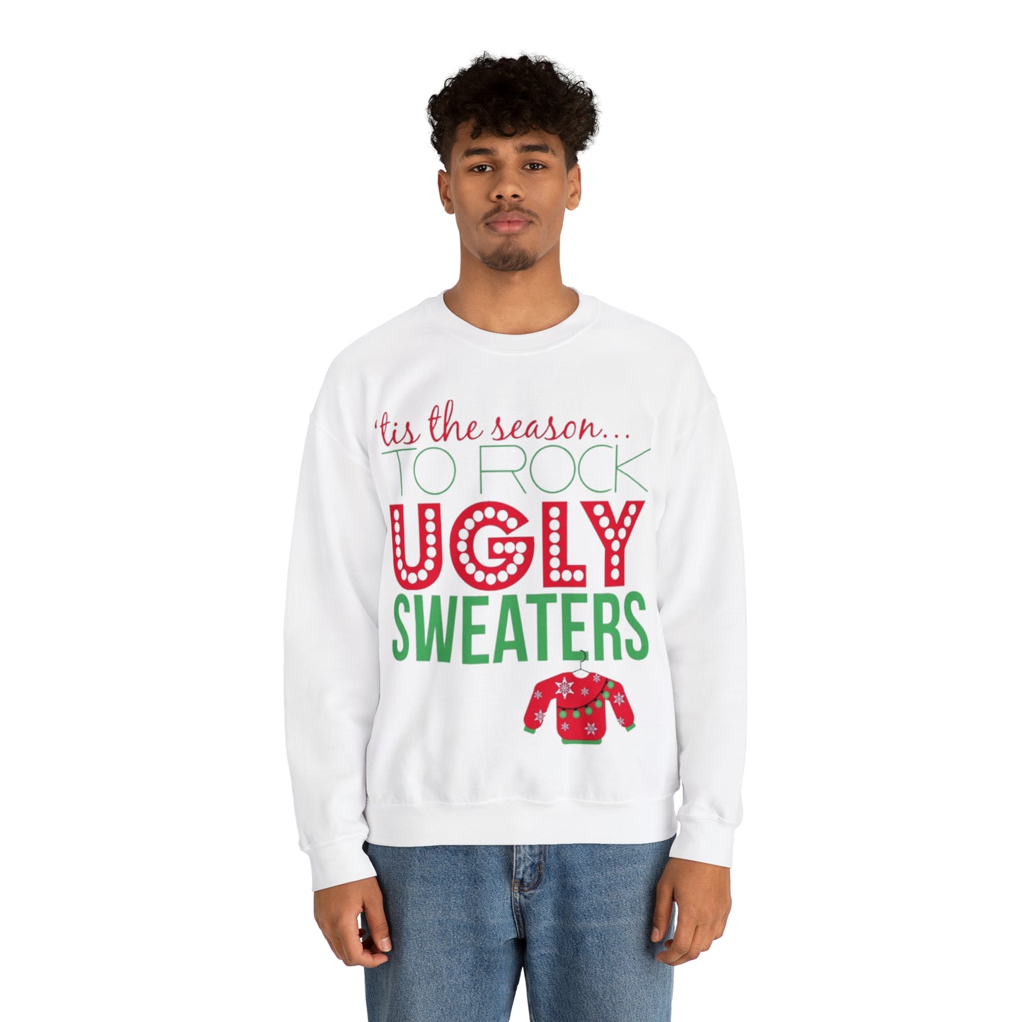 Tis the Season to Rock Ugly Sweater Unisex Heavy Blend™ Crewneck Sweatshirt