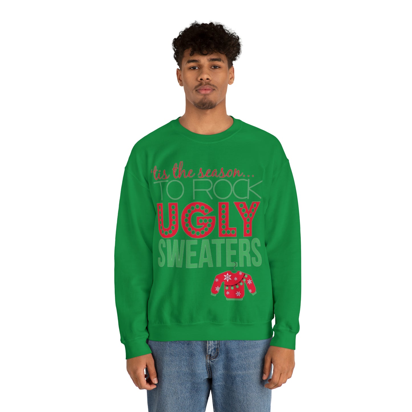 Tis the Season to Rock Ugly Sweater Unisex Heavy Blend™ Crewneck Sweatshirt