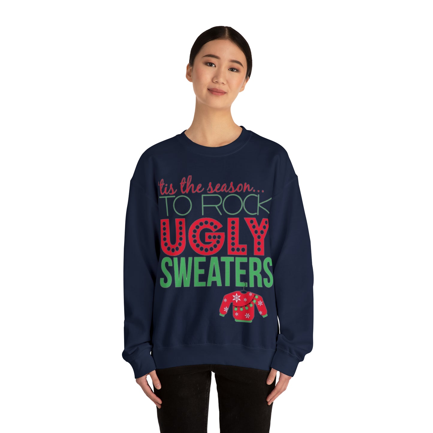 Tis the Season to Rock Ugly Sweater Unisex Heavy Blend™ Crewneck Sweatshirt
