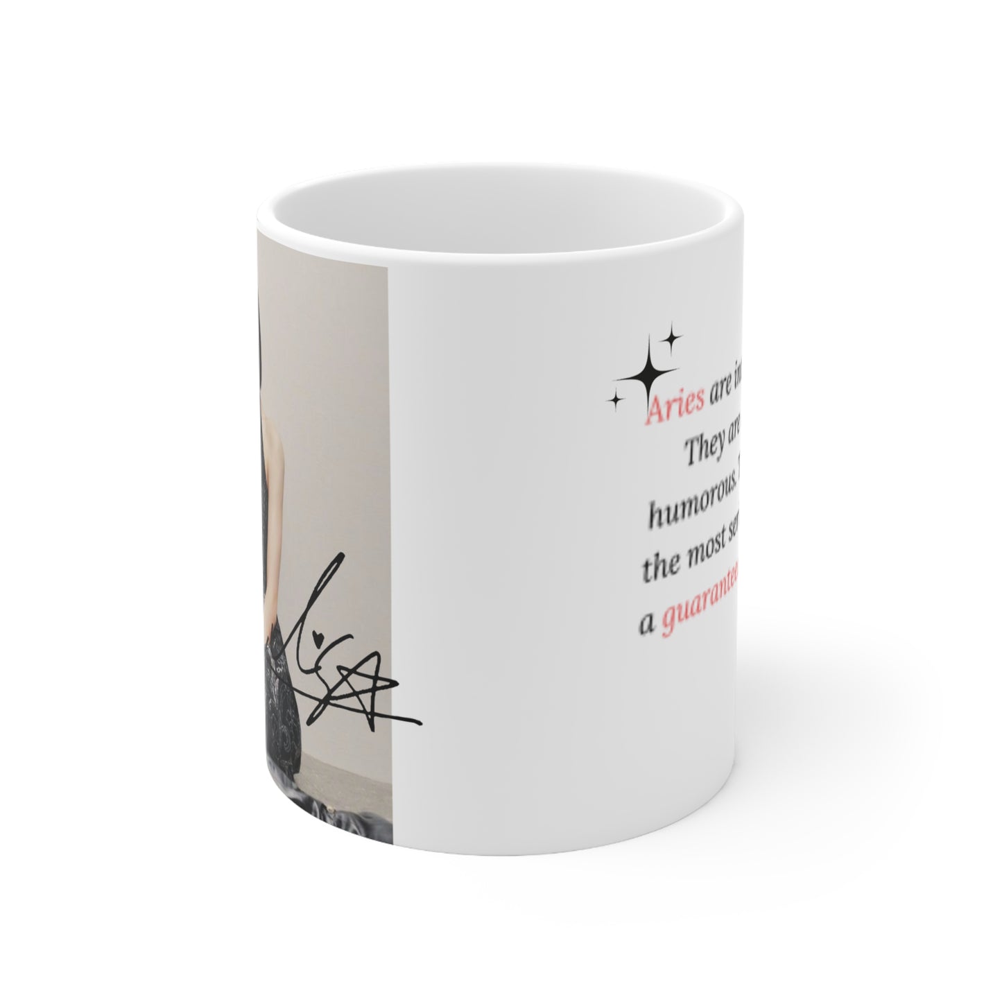 Kpop Girlband LaLisa Aries Zodiac Sign White Ceramic Coffee Mug 11oz, Kpop and Blinks fan Gift
