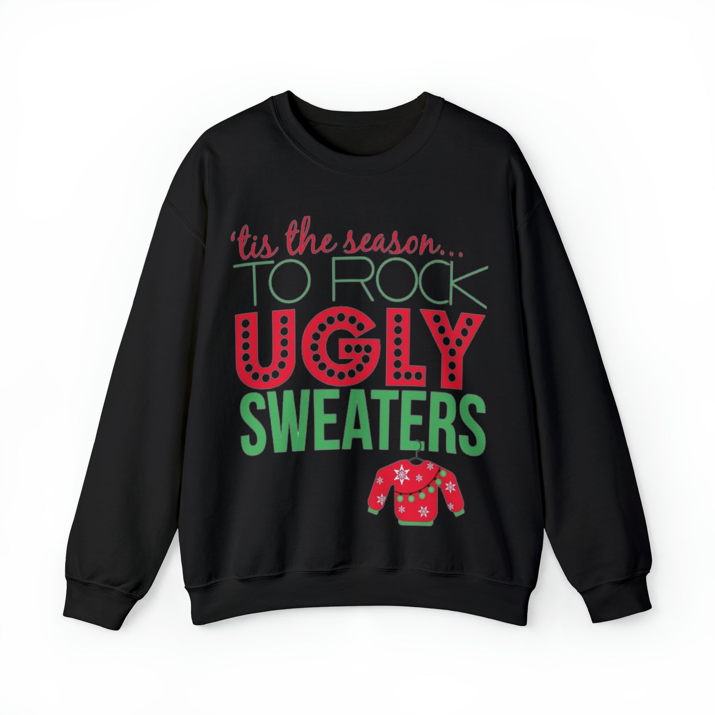 Tis the Season to Rock Ugly Sweater Unisex Heavy Blend™ Crewneck Sweatshirt