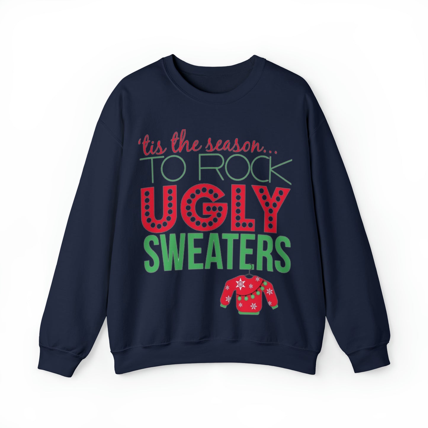 Tis the Season to Rock Ugly Sweater Unisex Heavy Blend™ Crewneck Sweatshirt
