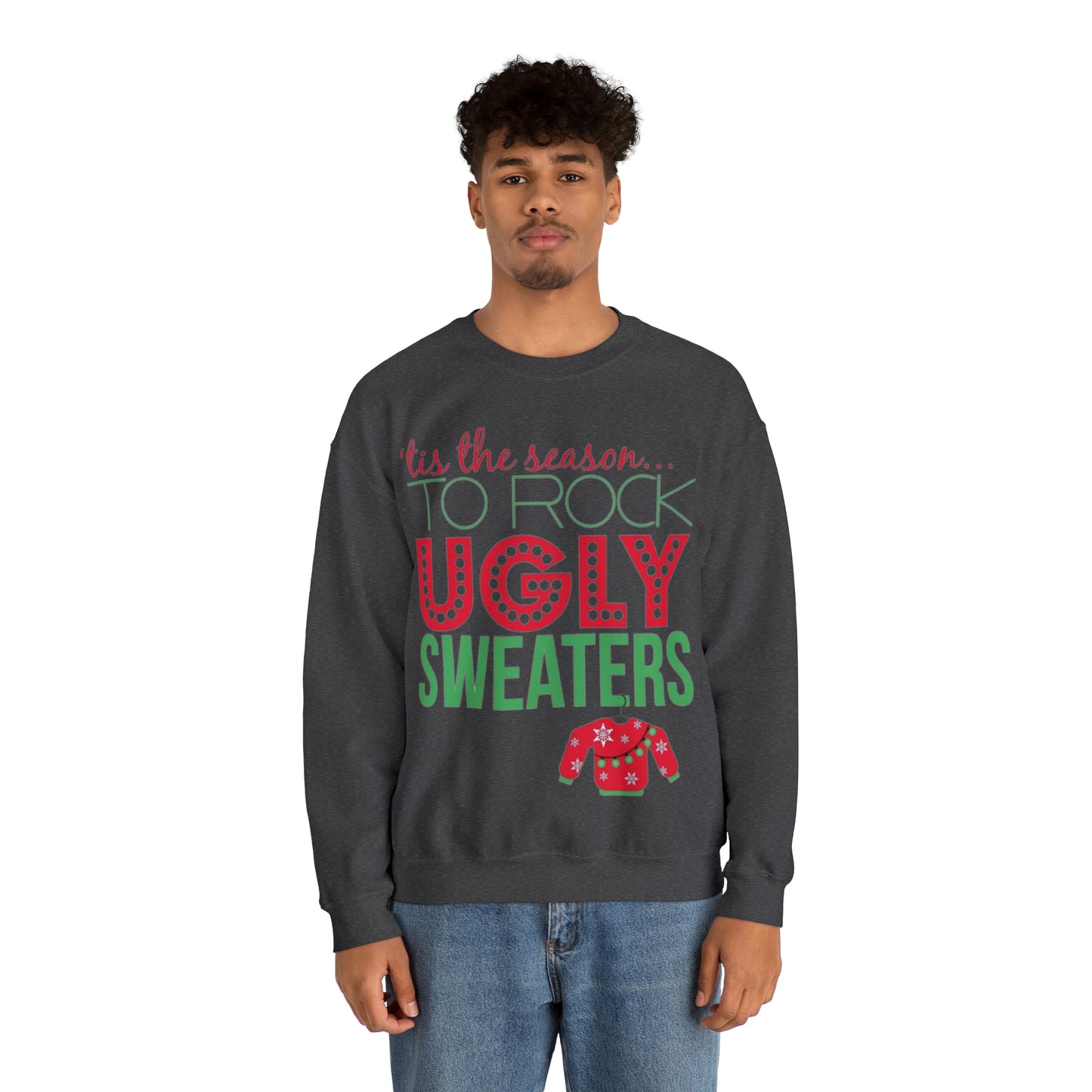 Tis the Season to Rock Ugly Sweater Unisex Heavy Blend™ Crewneck Sweatshirt