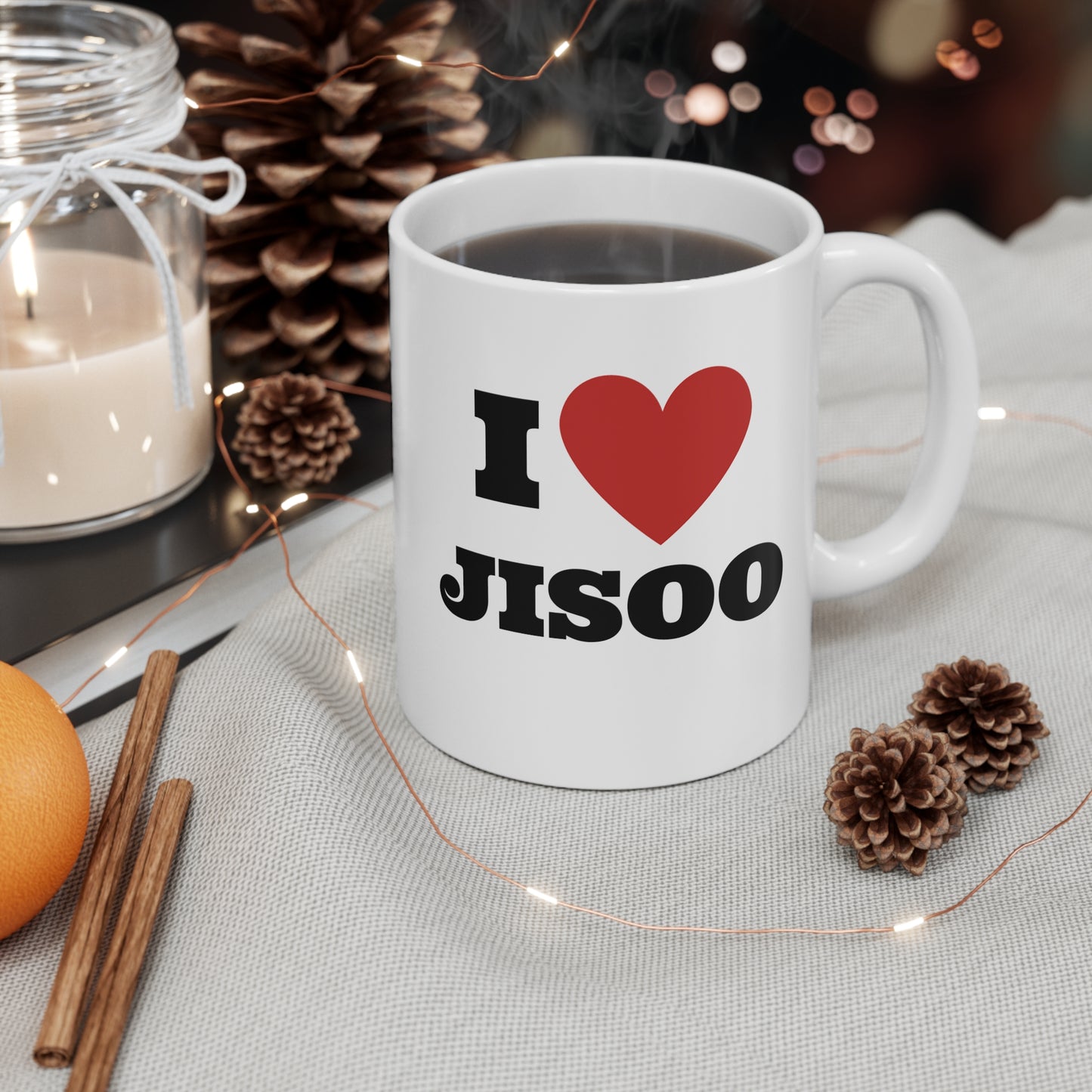I Love Jisoo Blinks White Ceramic Coffee Mug 11oz Kpop Custom Fan Merch Personalized Gift