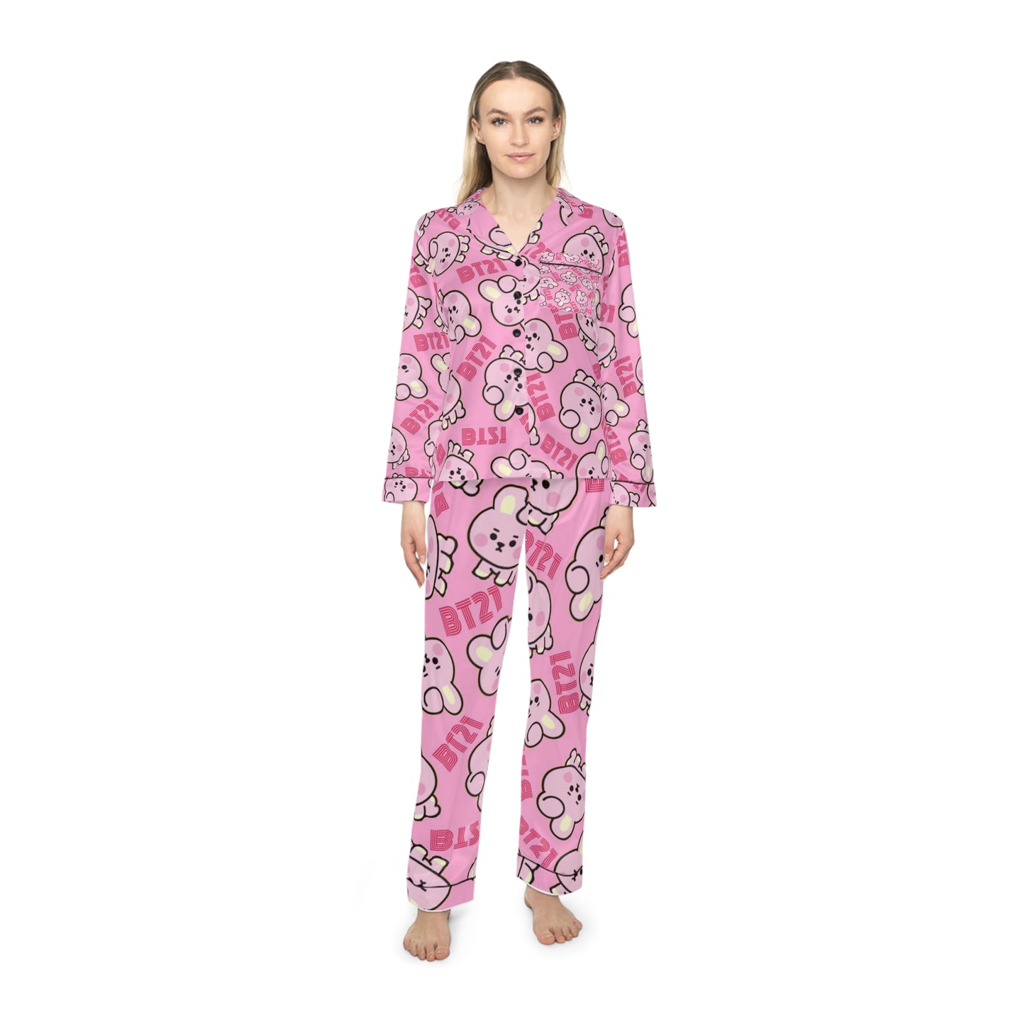 Kpop Sleepwear BTS BT21 Cooky Women's Satin Pajamas (AOP)