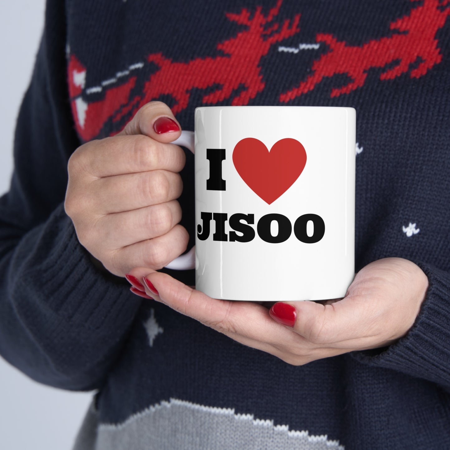 I Love Jisoo Blinks White Ceramic Coffee Mug 11oz Kpop Custom Fan Merch Personalized Gift