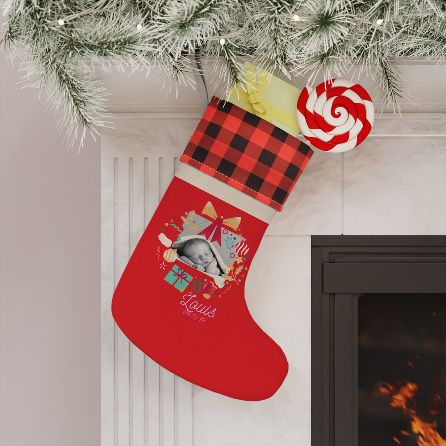 Custom Red Christmas Stocking Home Decor Accessories