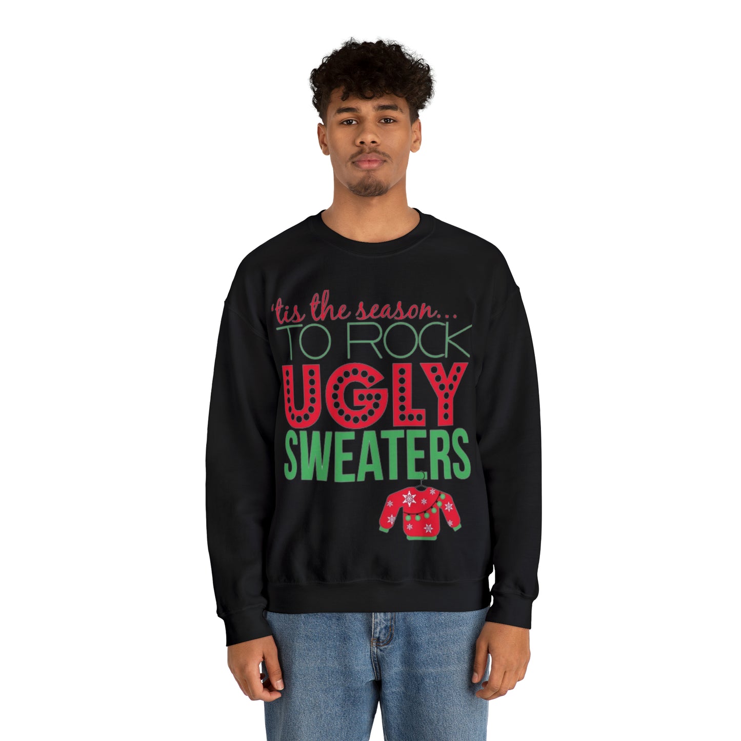 Tis the Season to Rock Ugly Sweater Unisex Heavy Blend™ Crewneck Sweatshirt
