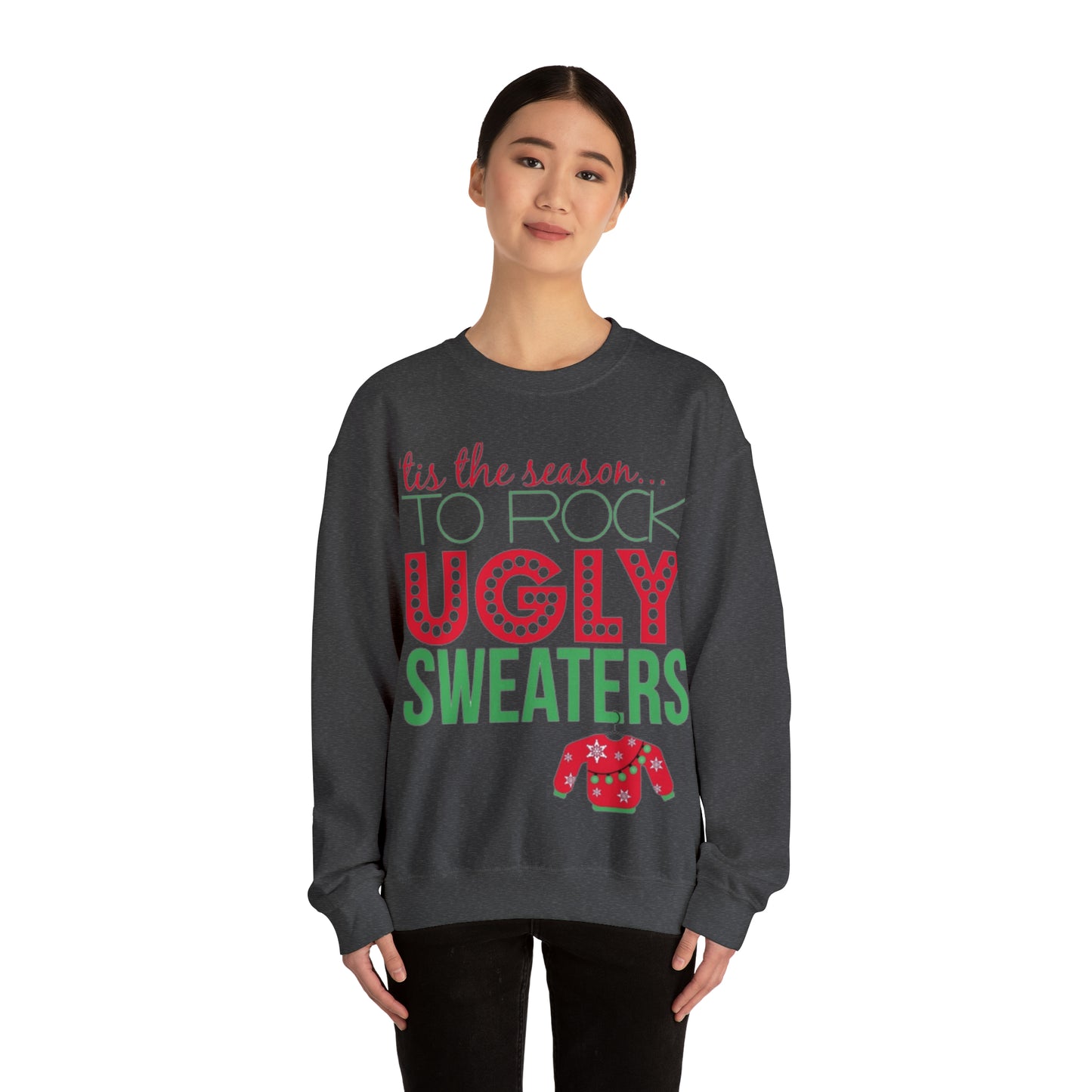 Tis the Season to Rock Ugly Sweater Unisex Heavy Blend™ Crewneck Sweatshirt