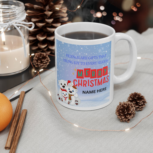 Custom Name Christmas Season White Ceramic Coffee Mug 11oz