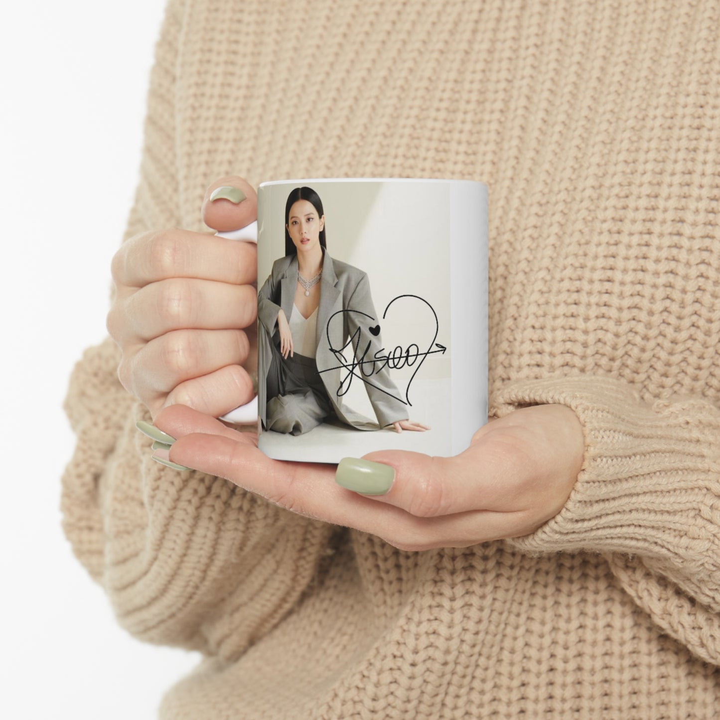 Kpop Girlband Jisoo Capricorn Zodiac Sign White Ceramic Coffee Mug 11oz, Kpop and Blinks fan Gift