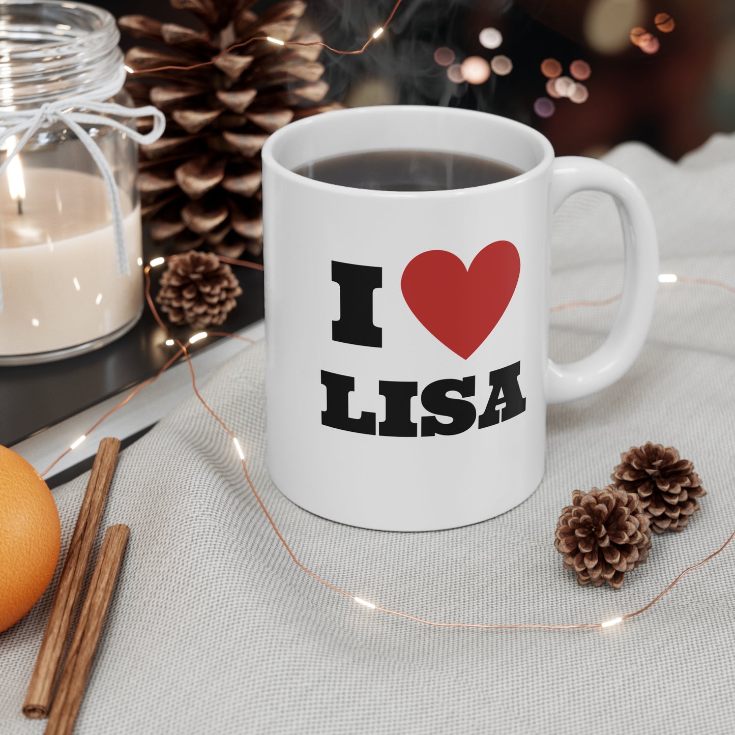 I love LaLisa Kpop Band White Ceramic Coffee Mug 11oz Kpop Blinks Custom Fan Merch Personalized Gift