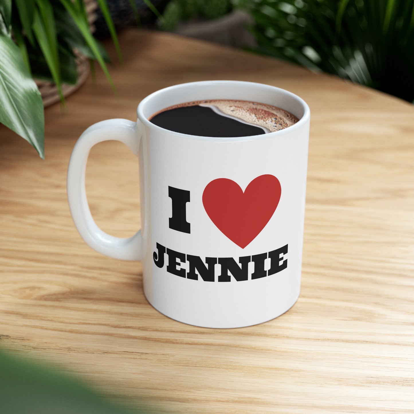 I love Jennie Blinks White Ceramic Coffee Mug 11oz Kpop Custom Fan Merch Personalized Gift