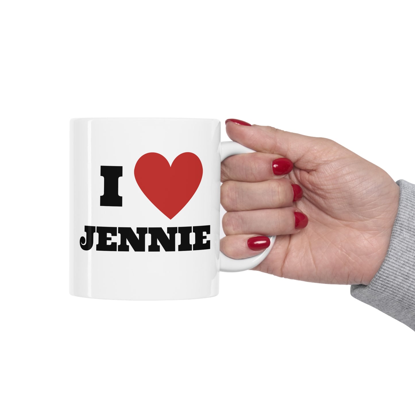 I love Jennie Blinks White Ceramic Coffee Mug 11oz Kpop Custom Fan Merch Personalized Gift