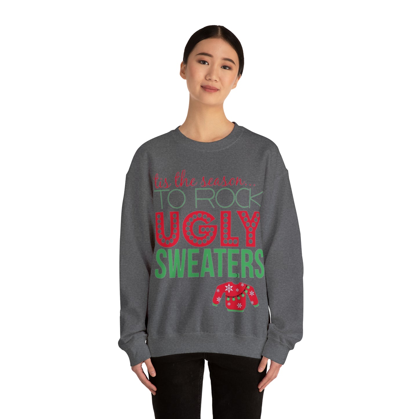 Tis the Season to Rock Ugly Sweater Unisex Heavy Blend™ Crewneck Sweatshirt