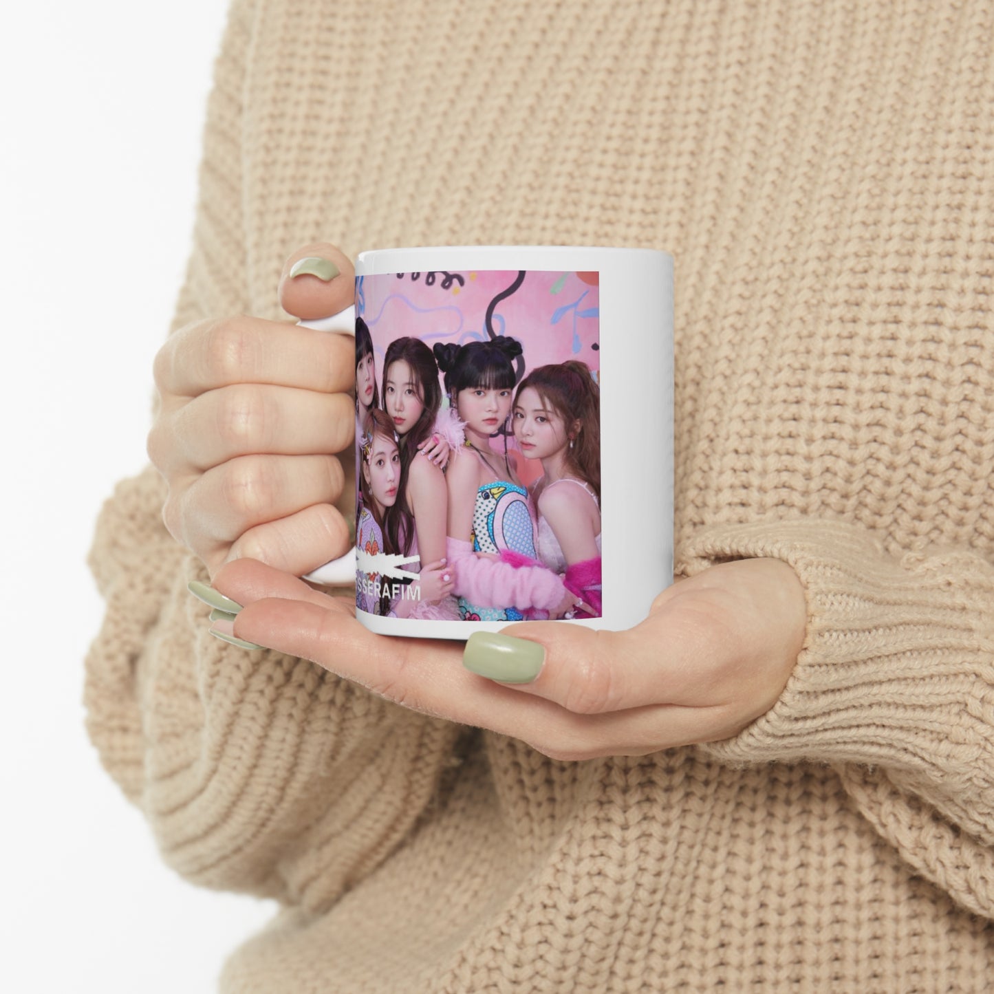 Kpop Girlband Le Ssarafim White Ceramic Coffee Mug 11oz