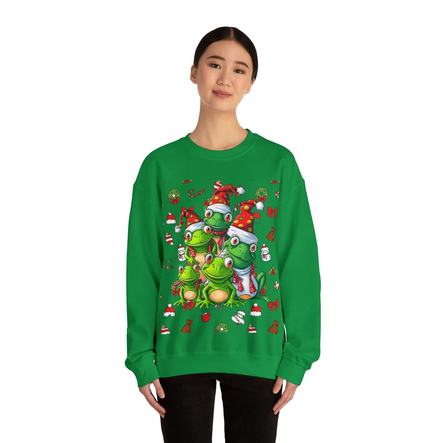 Santa Frogs Ugly Christmas Sweater Unisex Heavy Blend™ Crewneck Sweatshirt