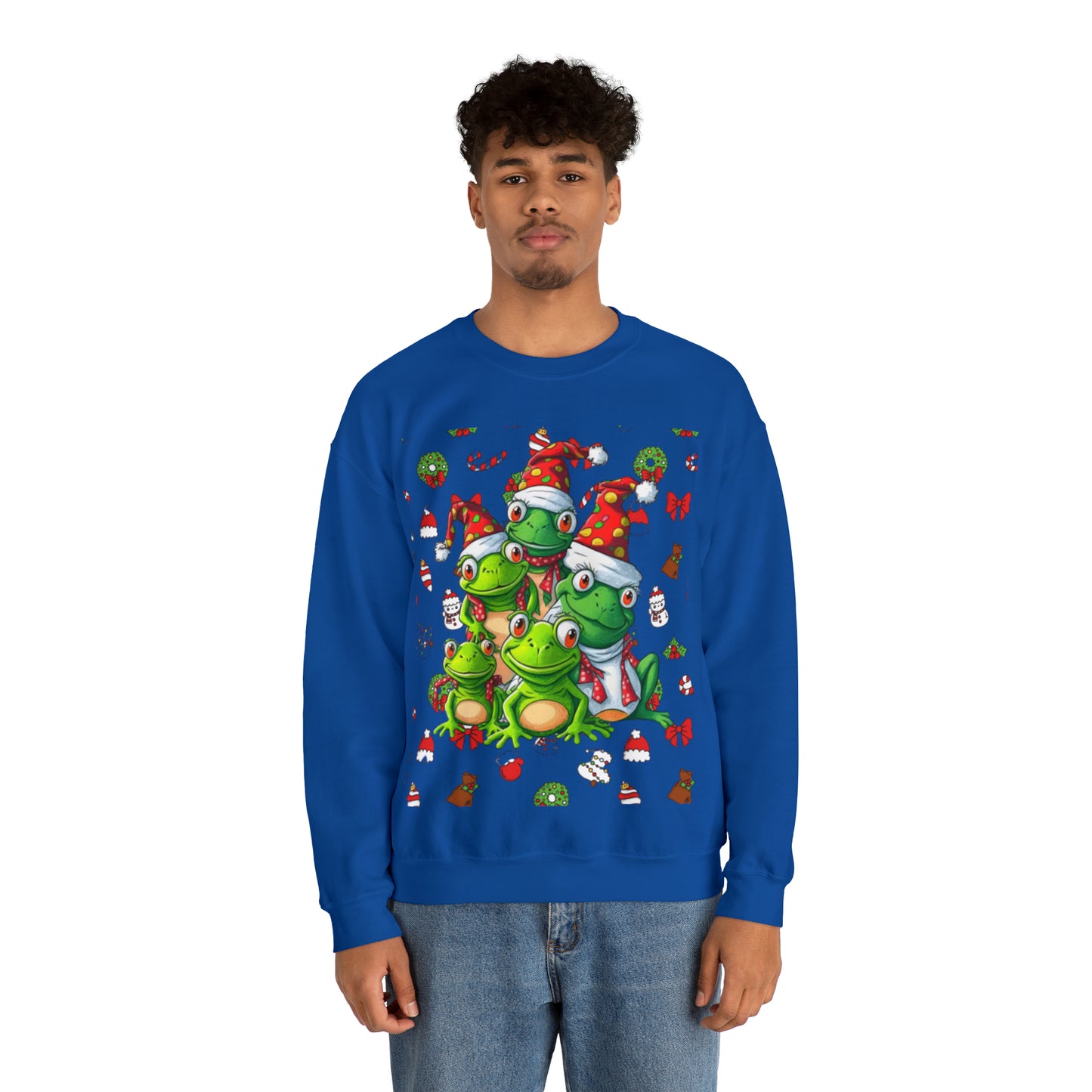 Santa Frogs Ugly Christmas Sweater Unisex Heavy Blend™ Crewneck Sweatshirt