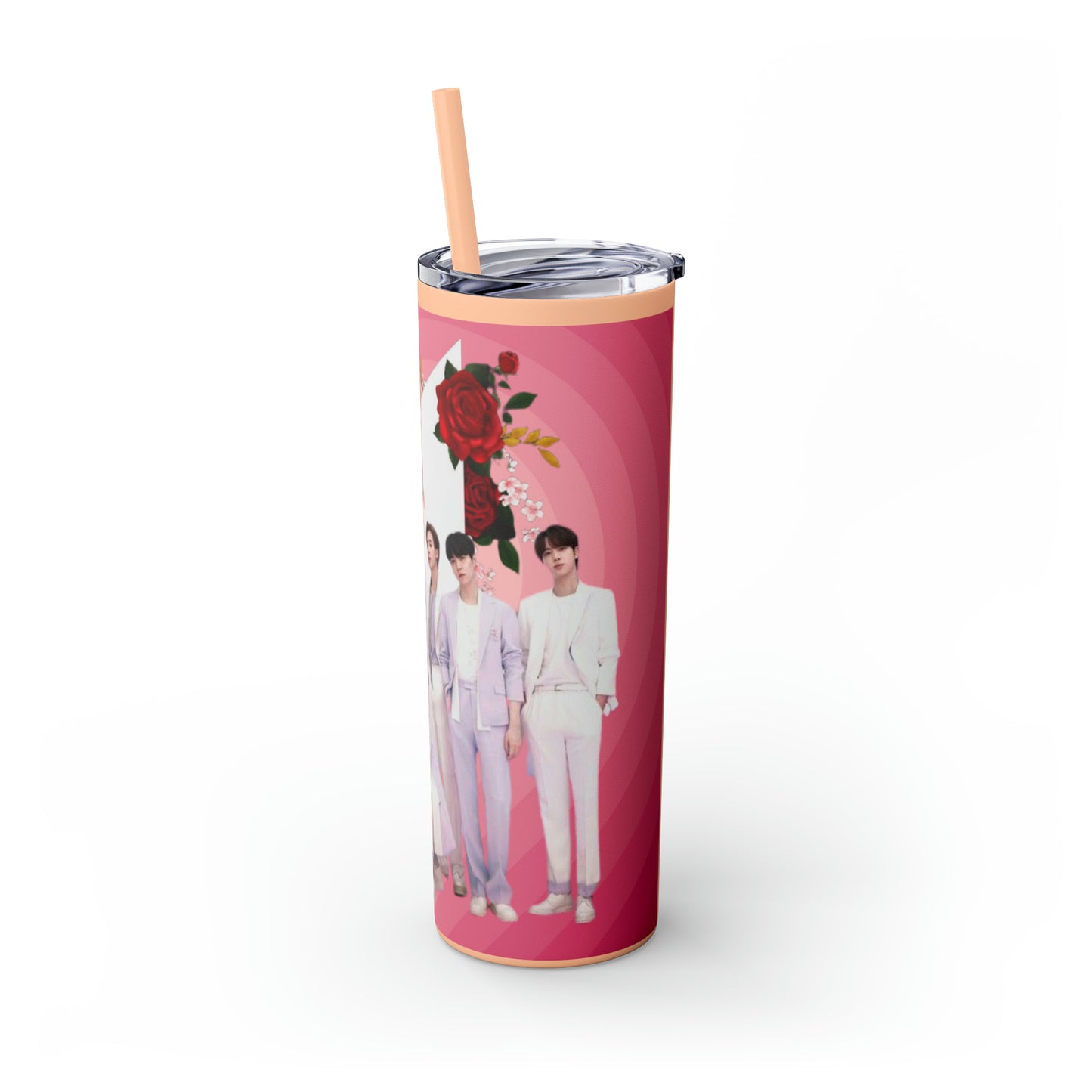 Kpop Boyband BTS Skinny Tumbler with Straw, 20oz Army Fan Gift Merch