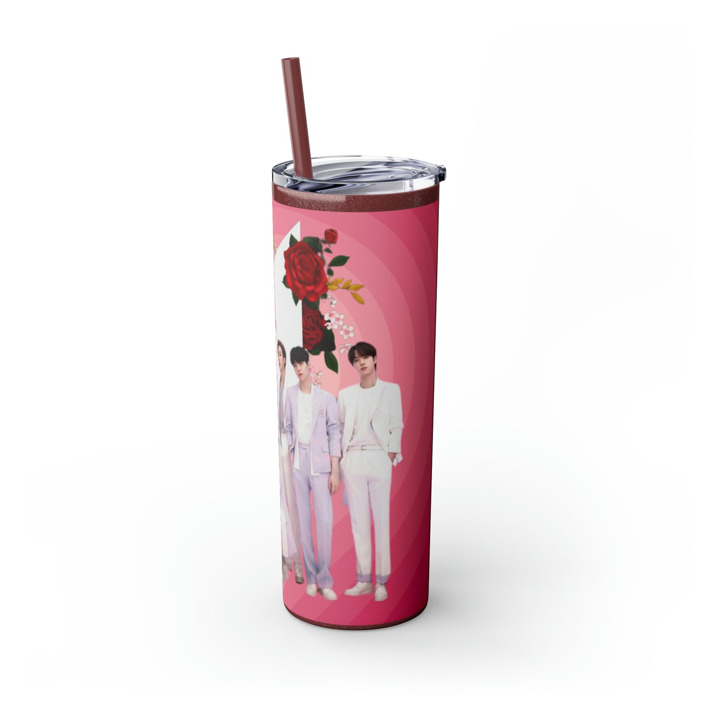 Kpop Boyband BTS Skinny Tumbler with Straw, 20oz Army Fan Gift Merch