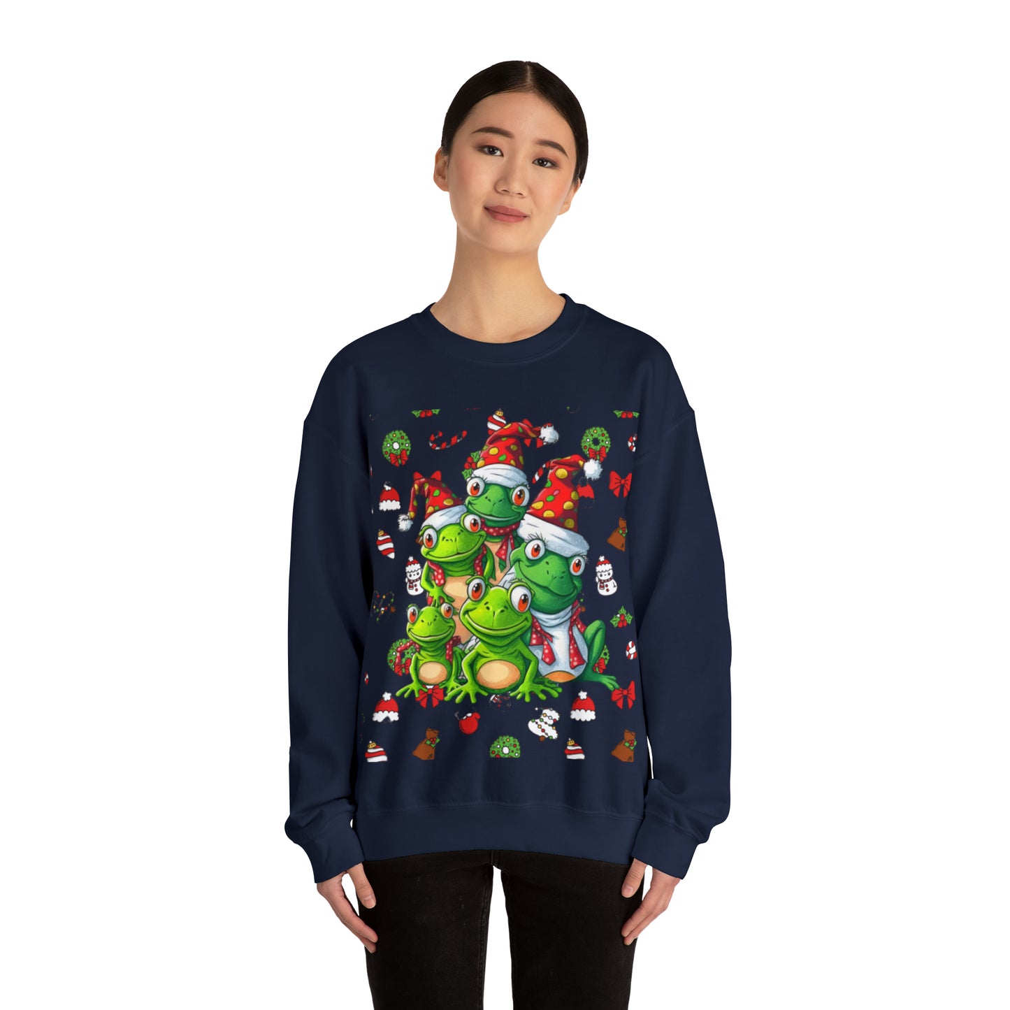 Santa Frogs Ugly Christmas Sweater Unisex Heavy Blend™ Crewneck Sweatshirt