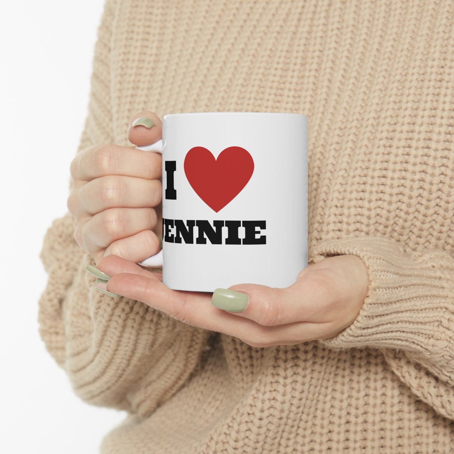 I love Jennie Blinks White Ceramic Coffee Mug 11oz Kpop Custom Fan Merch Personalized Gift