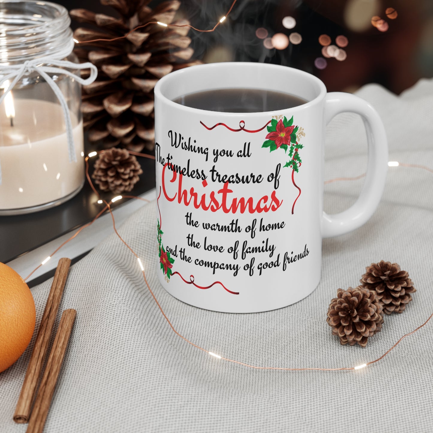 Christmas Season Ideal Gift White Ceramic Coffee Mug 11oz