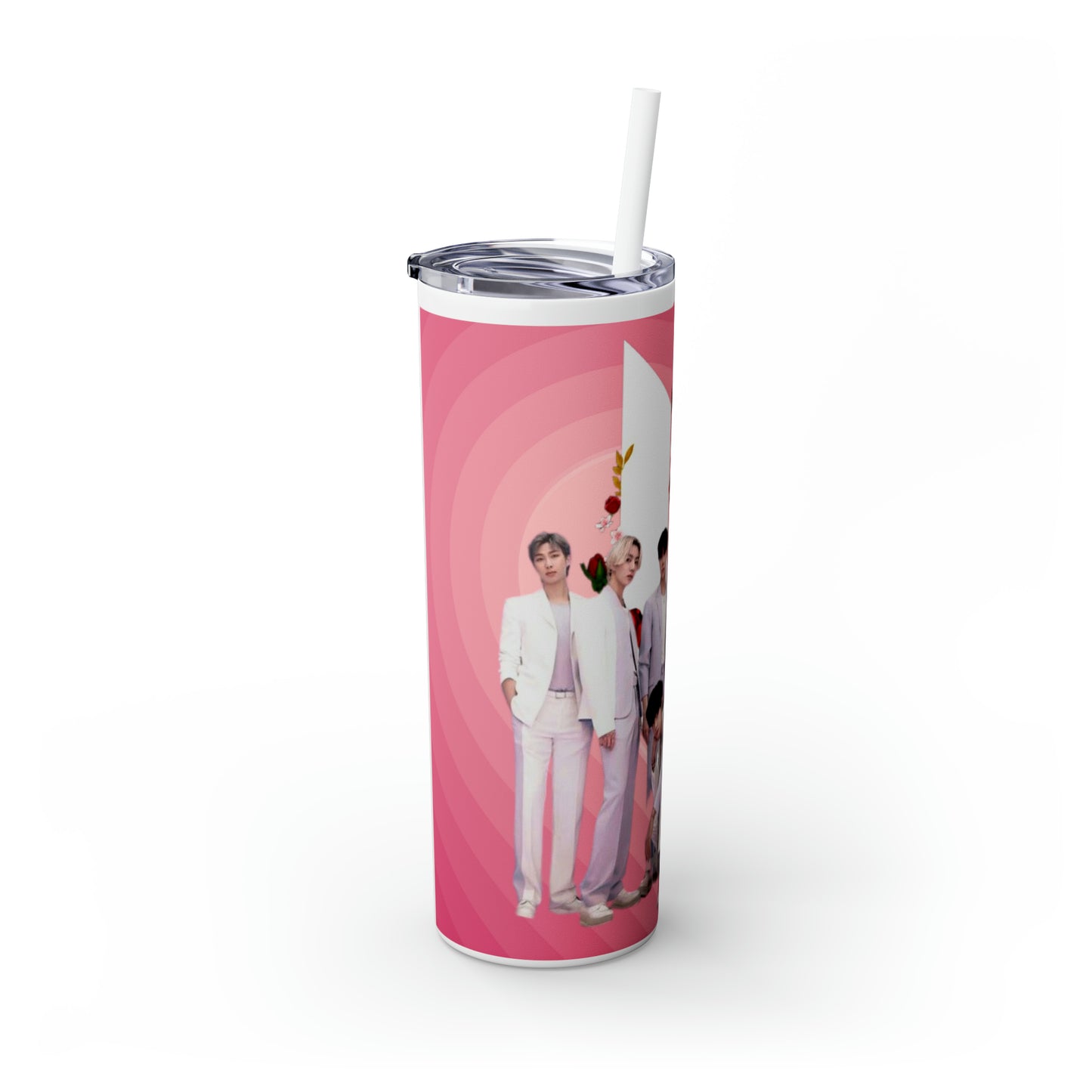 Kpop Boyband BTS Skinny Tumbler with Straw, 20oz Army Fan Gift Merch