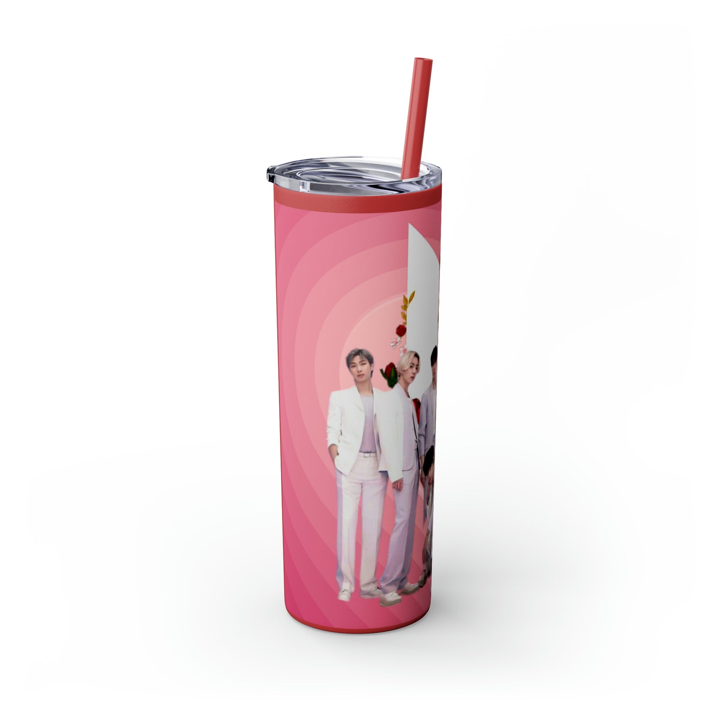 Kpop Boyband BTS Skinny Tumbler with Straw, 20oz Army Fan Gift Merch